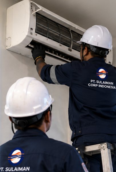 Teknisi merawat AC